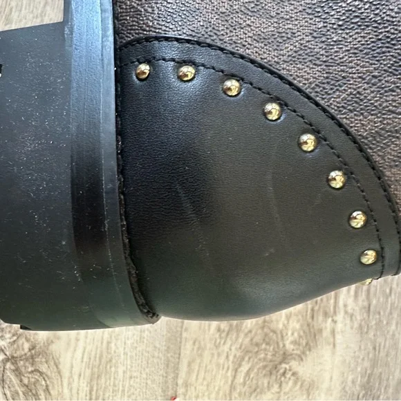 Michael Kors Kincaid Logo Studded Brown and Black Lace Up Boots - Picture 5 of 8
